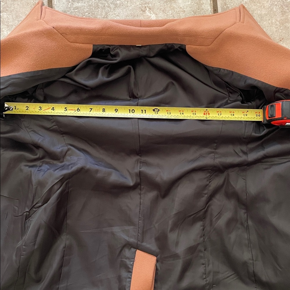 Wool Blend Camel Double-Breasted Pea Coat - Picture 15 of 16